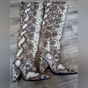 Snake Skin Over The Knee Boots